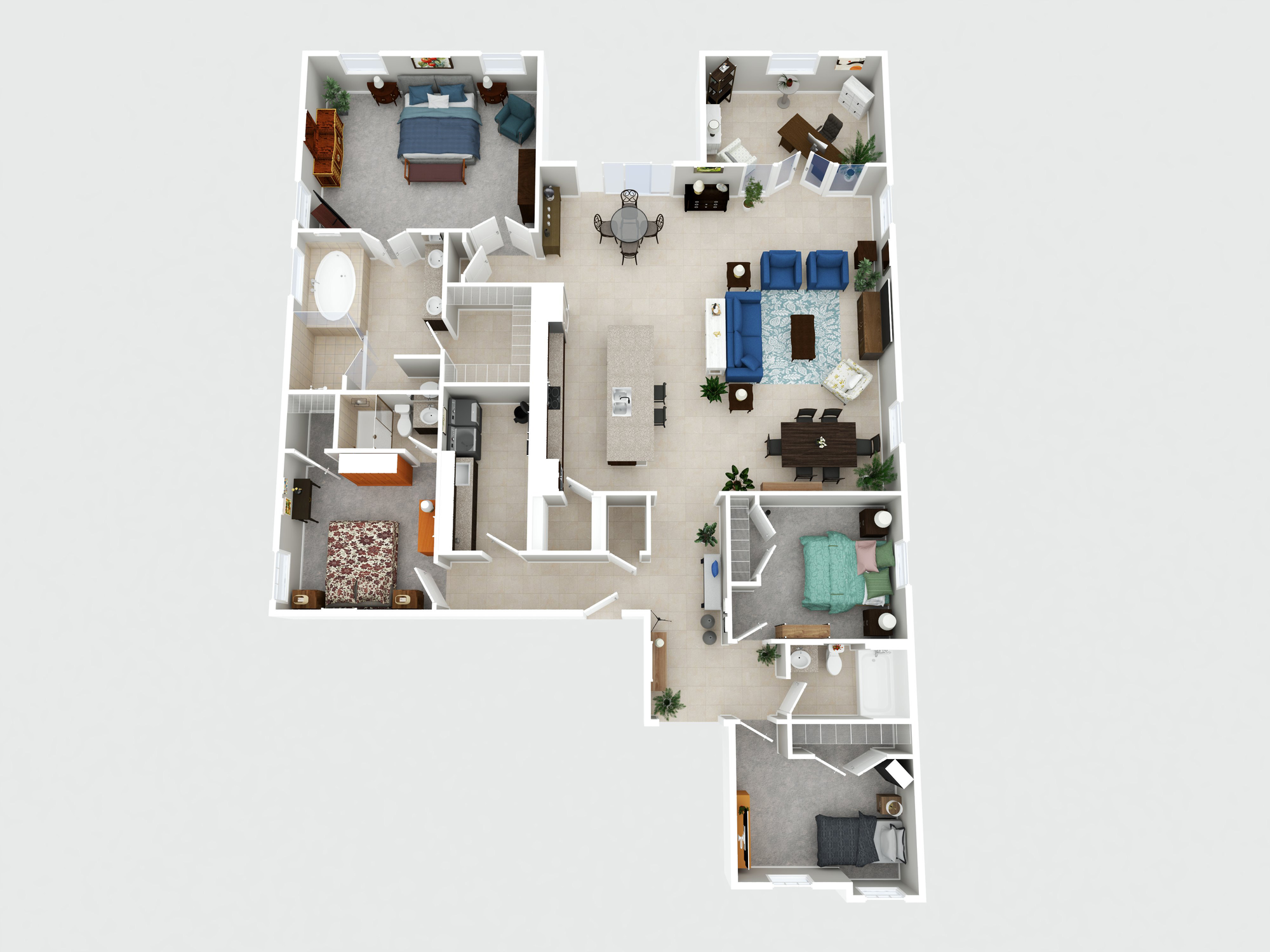 colored three dimensional floorplan